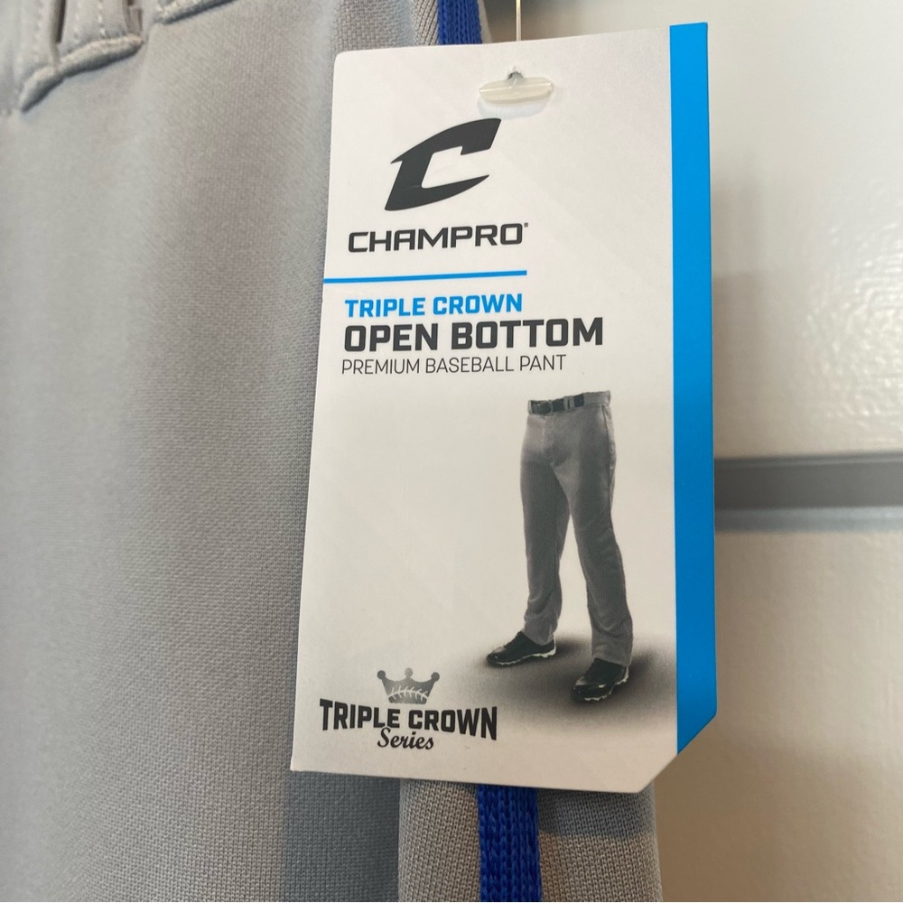 CHAMPRO  Adult Men's Small (28-30) Gray Blue side piping Baseball Uniform Pants - Picture 11 of 11